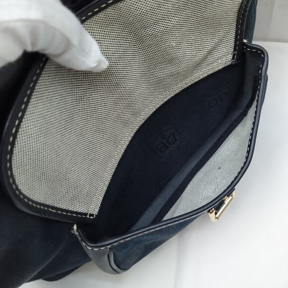 Dooney & Bourke Dark Blue Canvas DB Printed Buckle Pocket Zipper Tote Bag - Picture 10 of 16